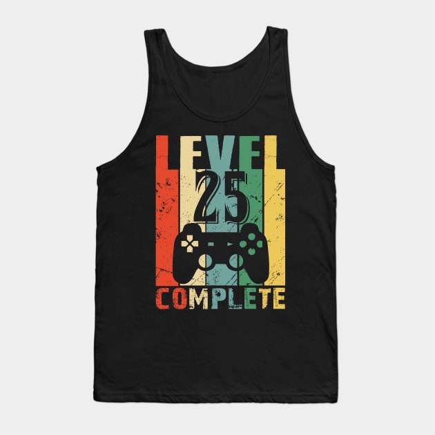 Vintage 25th Wedding Anniversary Level 25 Complete Funny Video Gamer Birthday Gift Ideas Tank Top by smtworld